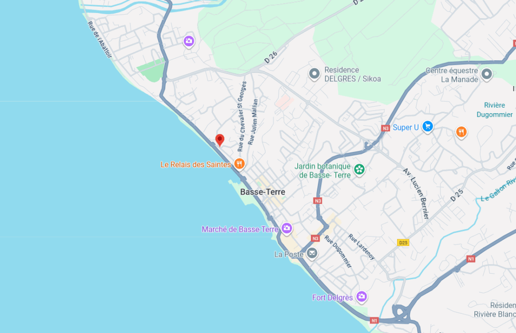 localisation accident mortel Basse-Terre RN2