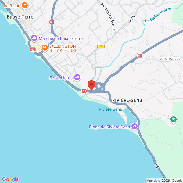 Localisation de l’accident cycliste Basse-Terre sur la N1