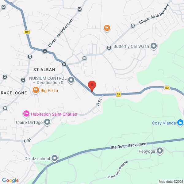 Localisation de l’accident au Chemin de Daubin à Petit-Bourg